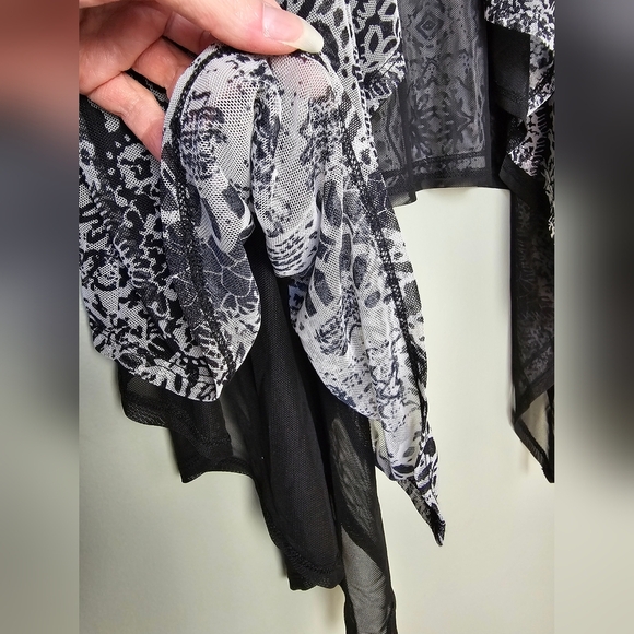 Beautiful Black & Gray Semi-Sheer Double Layer Vest, Black Lining, Poly Blend XL - Picture 6 of 7